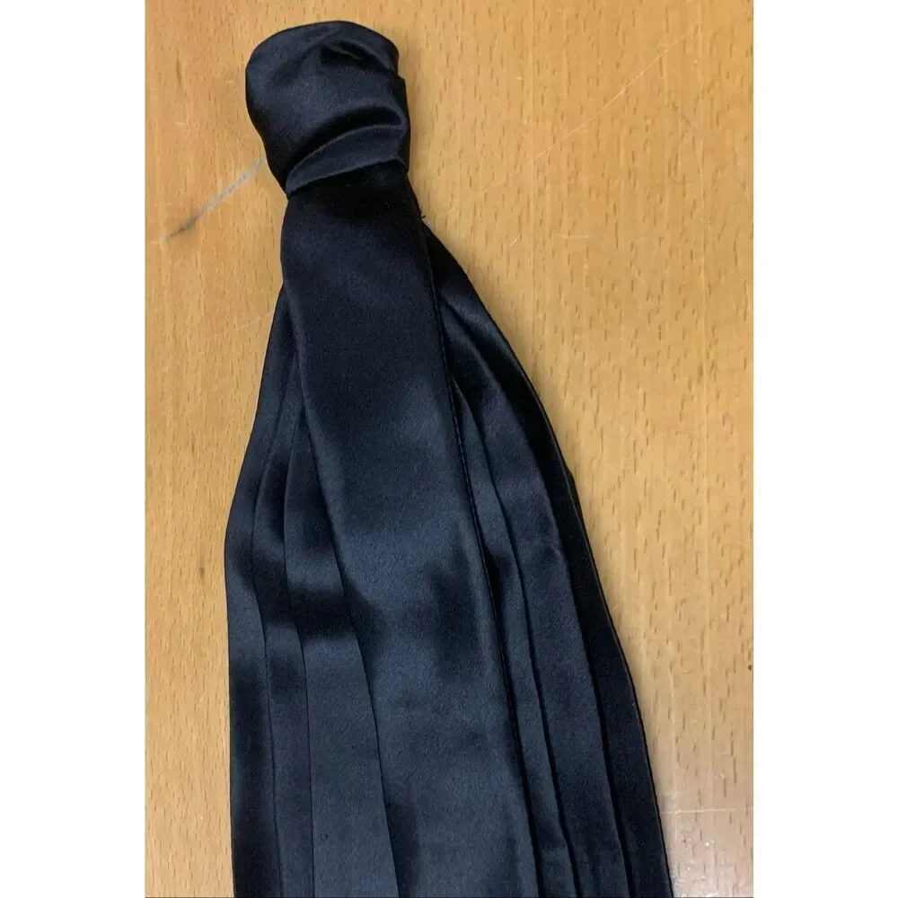 ANNE FONTAINE WINNIE black SILK clip on LAYERED NECK TIE